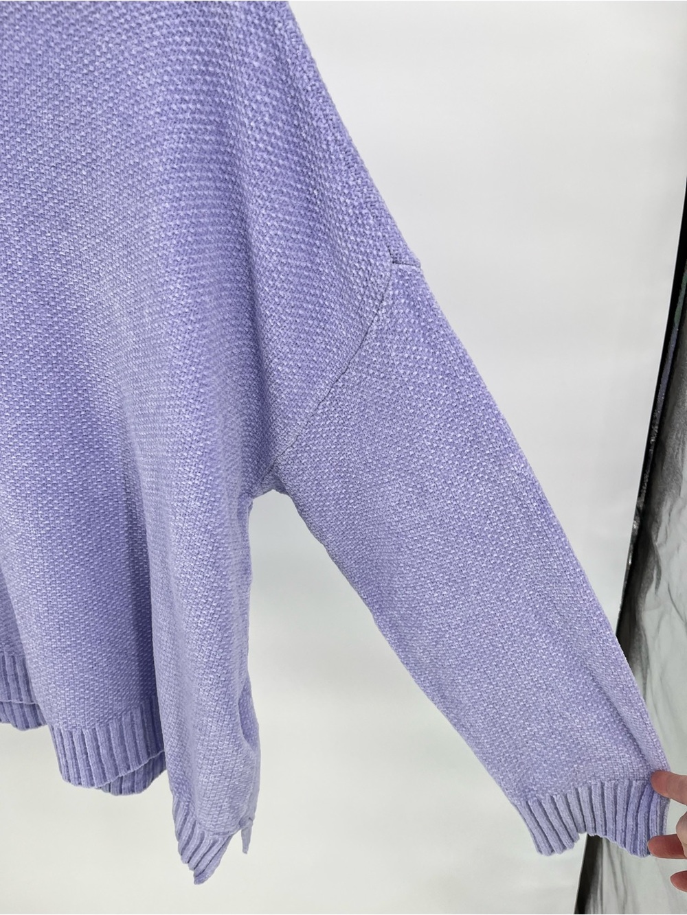 Eileen Fisher New Organic Cotton Lavender Textured Sweater Large | Boxy Relaxed - Picture 3 of 8